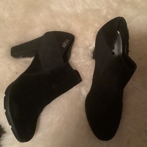 Anne Klein black suede ankle boots